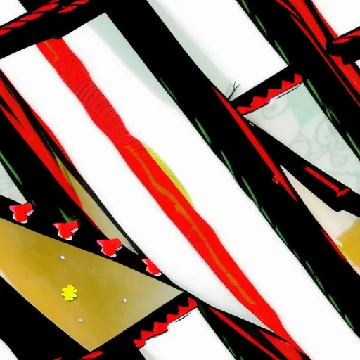 change picture resolution - a picture of a red and black striped wall with a yellow and red design on it and a yellow and red design on the bottom, by Charline von Heyl