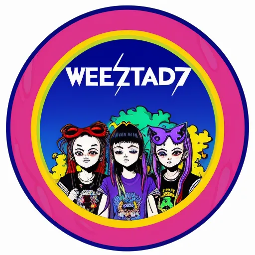 a picture of three girls with a weird name on it, and the words weeztad7, by Terada Katsuya