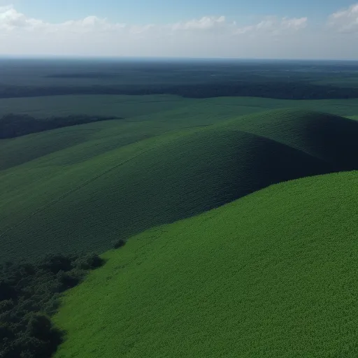 free ai text to image - a green field with trees and a sky background with clouds in the distance and a few clouds in the sky, by David Inshaw