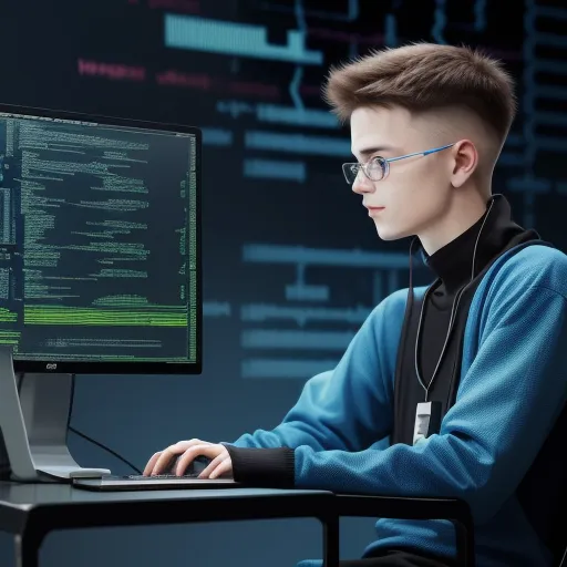 a man wearing glasses and a blue sweater is using a computer keyboard and mouse to work on a computer, by Filip Hodas