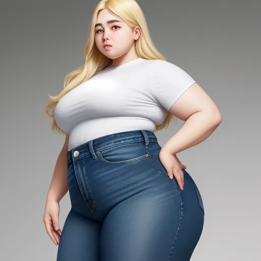 change image resolution online - a woman in a white top and jeans posing for a picture with her hands on her hips and her right hand on her hip, by Fernando Botero