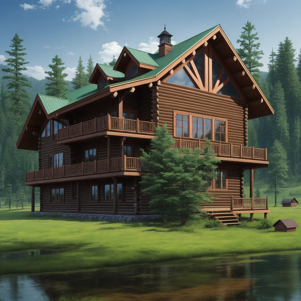 image size converter: beautiful russia log house for background. house