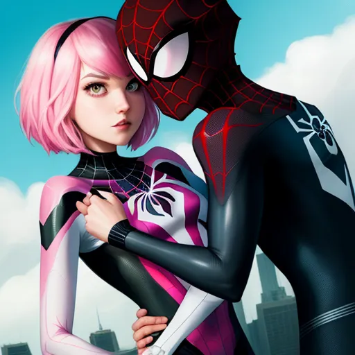 image to hd: Lovely heart spider-gwen and miles morales