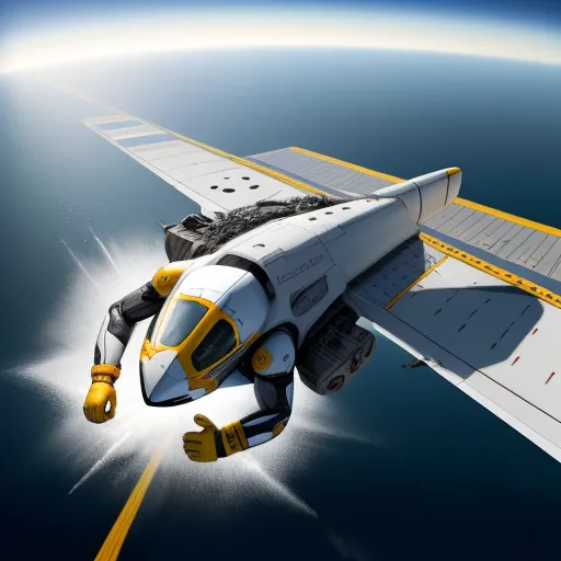 image ai generator from text - a computer generated image of a space shuttle in flight with a sun flare behind it and a blue sky, by Chris Foss