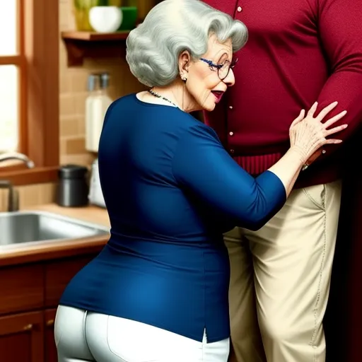 Image Upscaler Granny Herself Big Booty Her Husband Touching