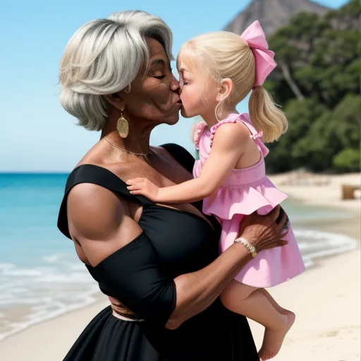 Image Upscaler Huge Gilf Ebony Muscle Older Woman In Black