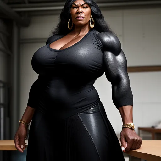 Image Upscaler Huge Gilf Giant Ebonyr Woman Old With