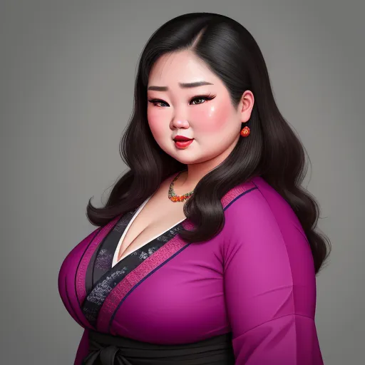 a woman with a purple dress and a necklace on her neck and a necklace on her neck, with a black and purple background, by Lois van Baarle