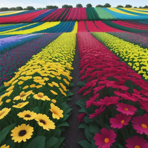 imagesize converter - a field of flowers with a sky background and a line of flowers in the middle of the field with a sky background, by Andreas Gursky