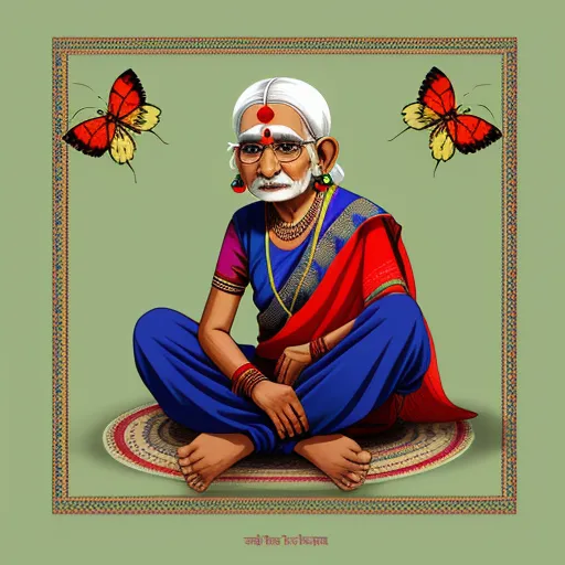 a man sitting on a rug with a butterfly on the wall behind him and a butterfly on the ground, by Raja Ravi Varma