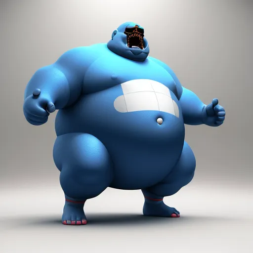 a blue monster with a big belly and a big nose, standing in a pose with his hands in his pockets, by Pixar Concept Artists