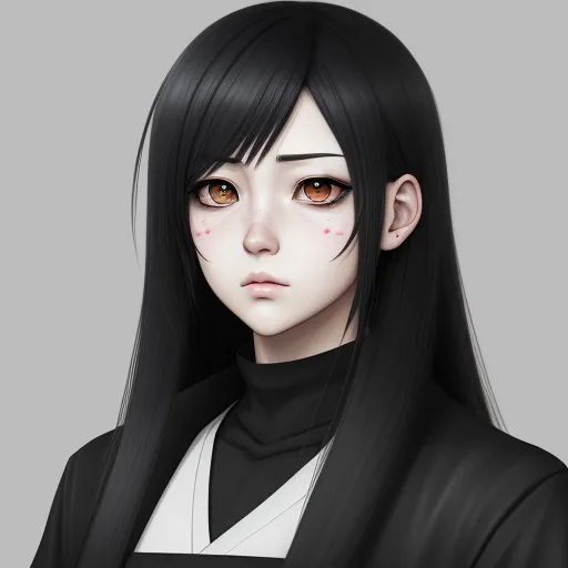 4k ultra hd photo converter - a woman with long black hair and brown eyes wearing a black jacket and white shirt with a black collar, by Masaaki Sasamoto