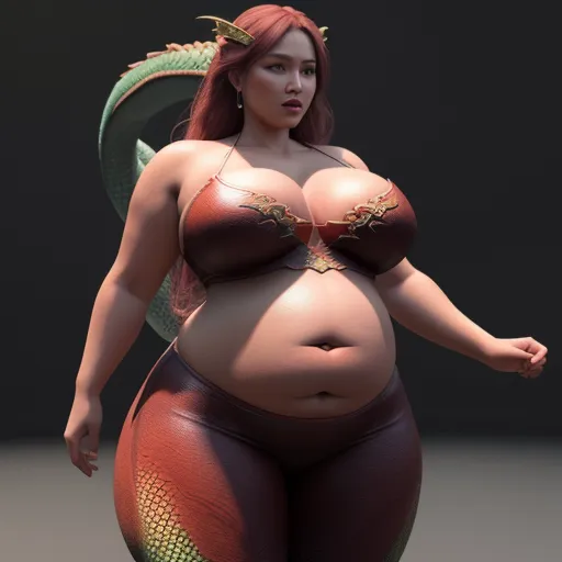 ai enhance image - a woman in a bikini with a snake on her stomach and a snake on her stomach, standing in front of a black background, by Hendrik van Steenwijk I
