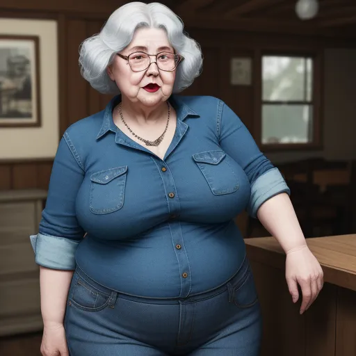 Increase Resolution Of Image Thicc Granny With Fat In Jeans