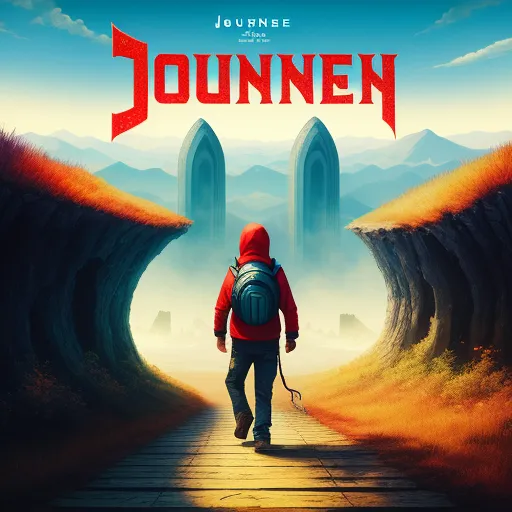 a man walking down a road towards a tunnel with a red hoodie on and a backpack on his back, by François Bocion