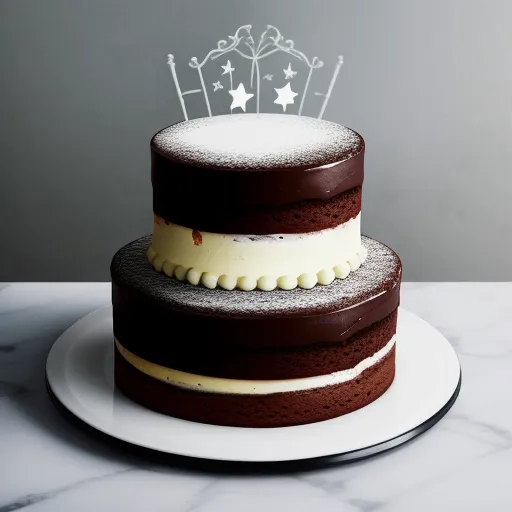 a three layer cake with a crown on top of it on a plate on a table with a gray wall, by Jon Klassen