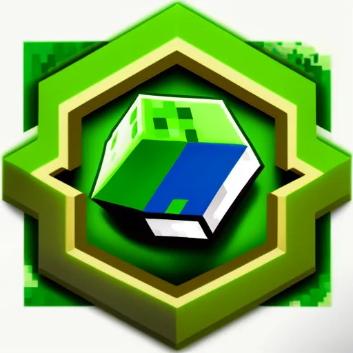 4k picture converter - a green and blue logo with a cube in the middle of it and a green hexagonal background, by Toei Animations