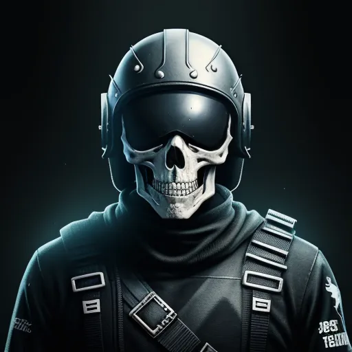 ai text to image - a skeleton wearing a helmet and a black outfit with a black background and a black background with a black background, by Jeff Simpson