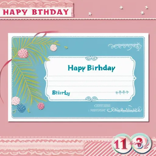 a birthday card with a happy birthday message on it and a pine branch on the front of the card, by Toei Animations