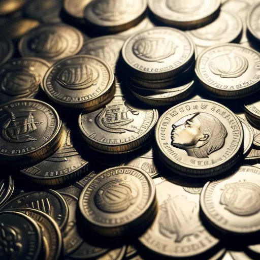 a pile of coins with a picture of a man on it's face on top of them,, by Diego Velázquez