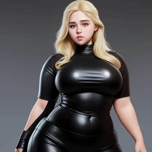 pixel to inches conversion - a woman in a black latex outfit posing for a picture with her hands on her hips and her right hand on her hip, by Hirohiko Araki