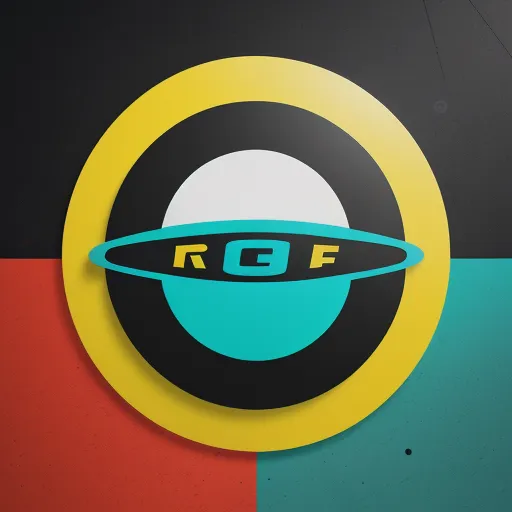 a round logo with a yellow circle and a black circle with a red circle and a blue circle with a yellow circle, by Toei Animations