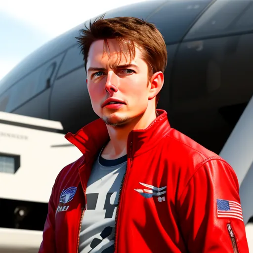 translate image online - a man in a red jacket standing in front of a plane with a serious look on his face and a serious look on his face, by Dan Smith