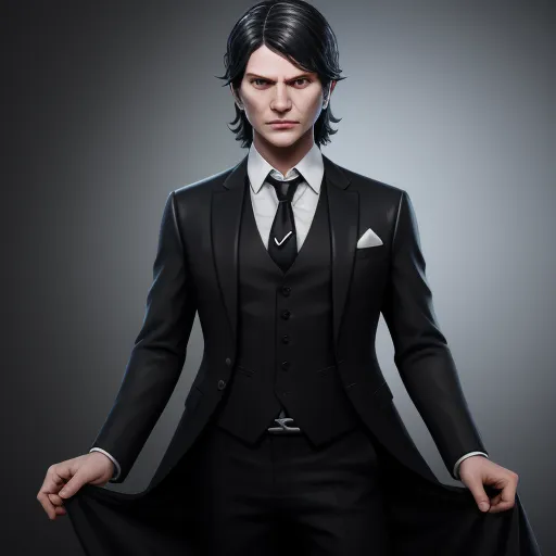 best photo ai enhancer - a man in a suit and tie with his hands in his pockets and his hands in his pockets, standing in a pose, by Terada Katsuya