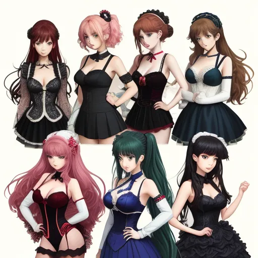 best ai picture generator - a group of anime girls in dresses and cosplays posing for a picture together in a series, by Sailor Moon