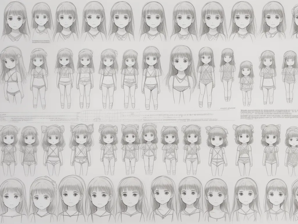 generate images from text - a drawing of a bunch of different hairs and clothes for a girl's face and body, with a variety of hairs and body shapes, by Toei Animations