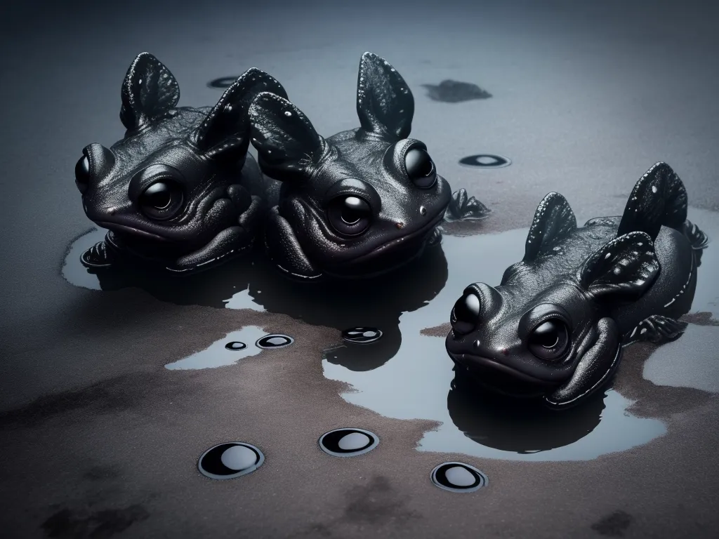 convert image to 4k resolution: Monstruous black frogs heads emerge ...