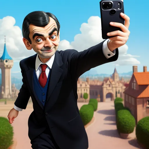 up res images: Mr. Bean taking a selfie