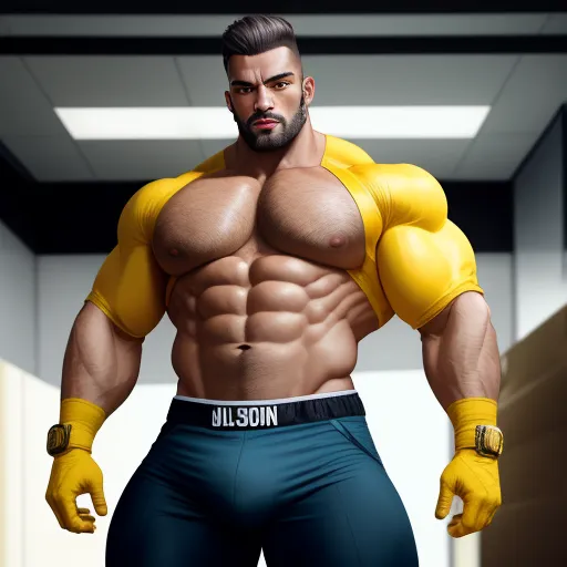 image converter size: Muscular man with huge bulge, massive bulge, huge