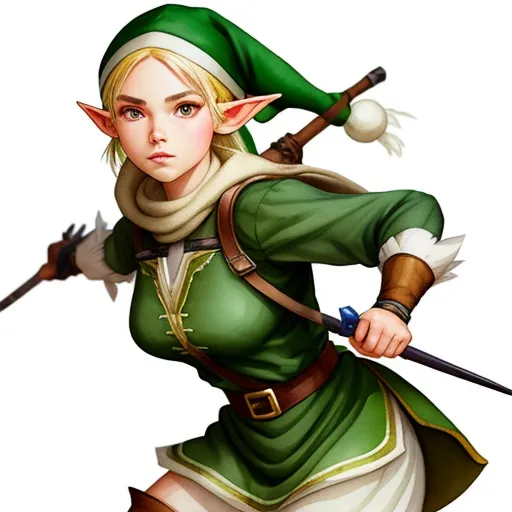 ai creating images: Noldo elf ranger girl, cute, innocent, kunais,