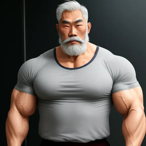change picture resolution - a man with a beard and a beard in a gray shirt is posing for a picture with his hands on his hips, by Hayao Miyazaki