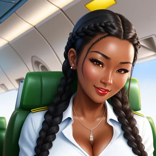 a woman with a braid in a white shirt and green chair with a yellow light on her head and a green seat, by Hanna-Barbera