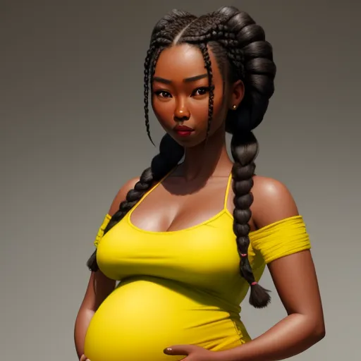 4k photo resolution converter - a pregnant woman in a yellow dress poses for a picture with her hands on her stomach and her hand on her hip, by Kehinde Wiley