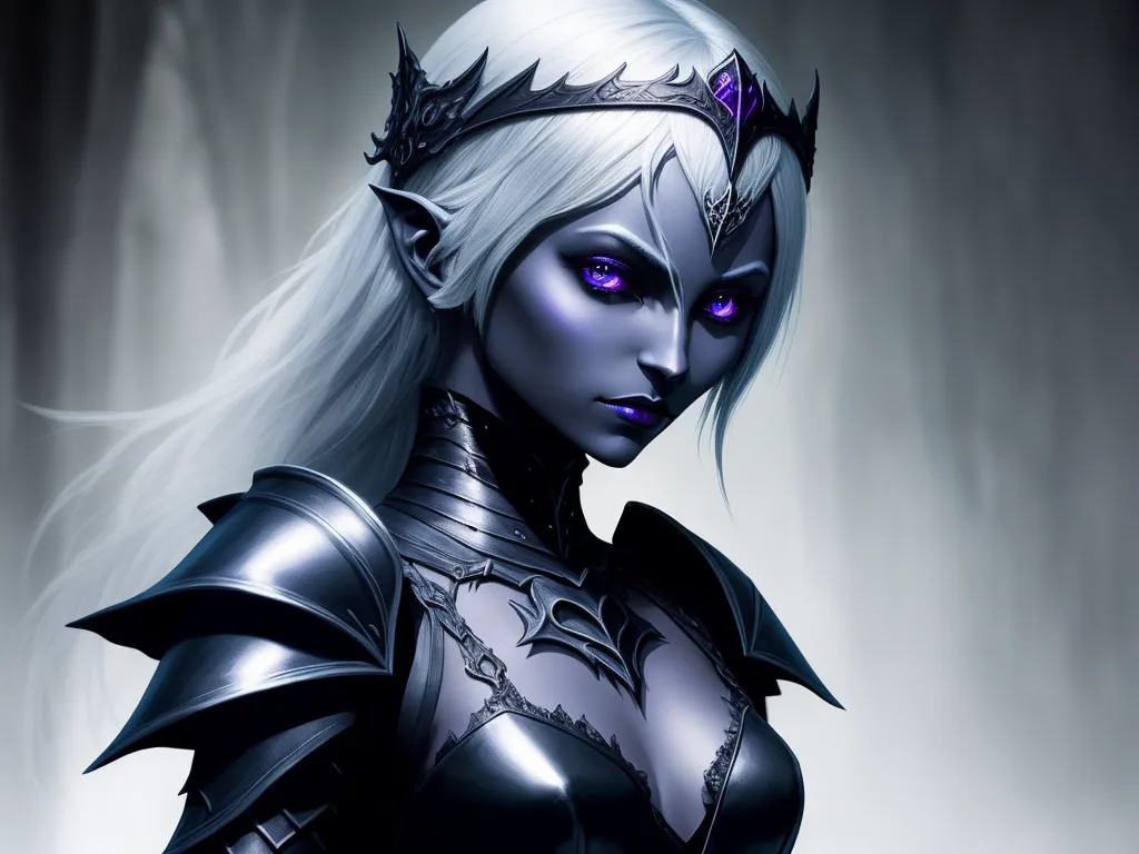 convert low res to high res: one female drow, gothic armor, full body ...