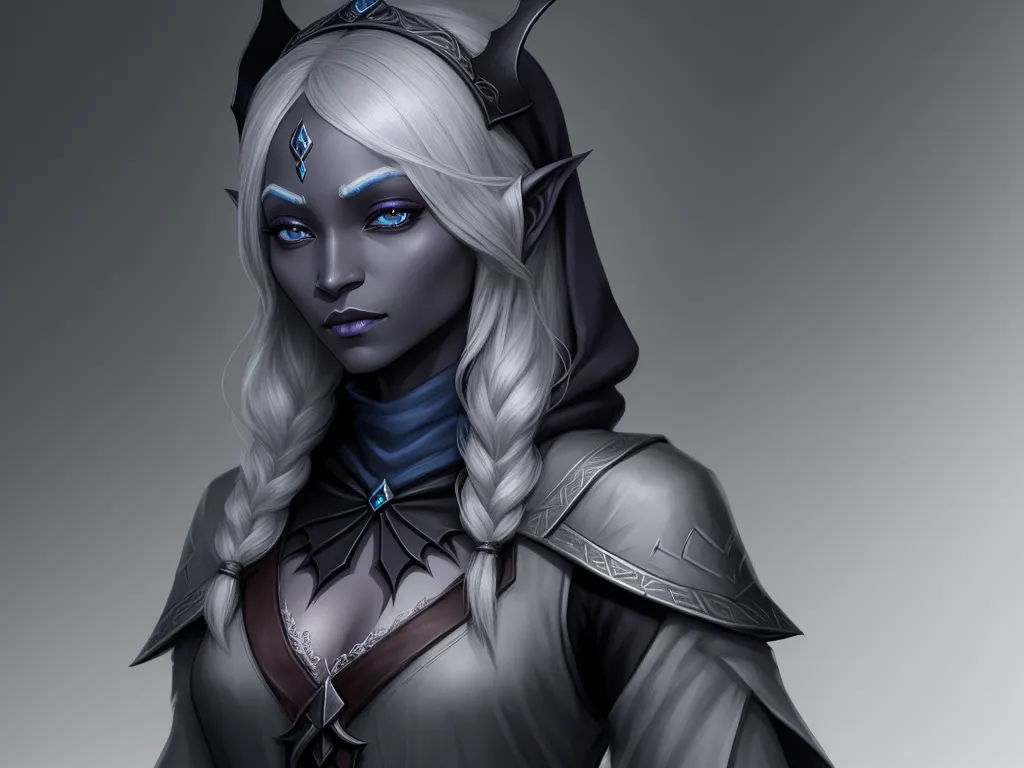 image file converter: one female drow with a simple and poor grey