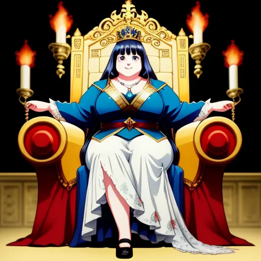ai genrated images - a woman sitting on a throne with a lit candle in her hand and a crown on her head, in front of a black background, by Rumiko Takahashi
