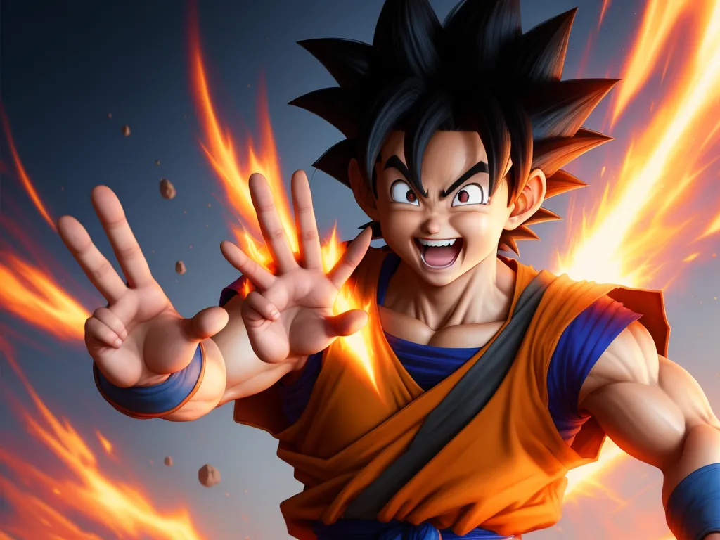 a cartoon character is making a hand gesture with his hands and eyes open, with flames in the background, by Toei Animations