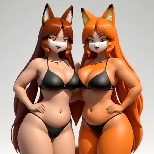 free online upscaler - two cartoon characters are posing for a picture together, one is wearing a bikini and the other is wearing a cat mask, by Toei Animations