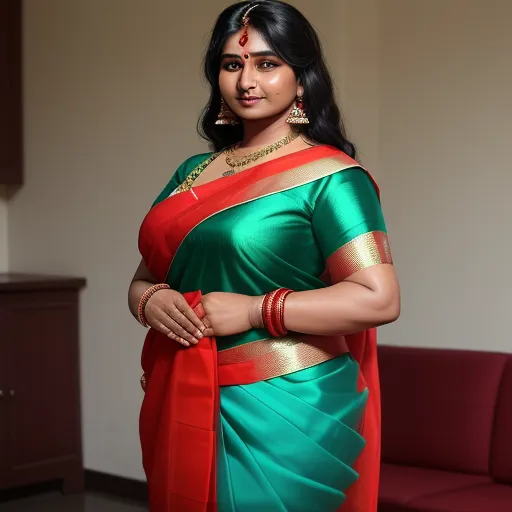 photo converter: Beautiful Indian aunty , huge , nauvari saree