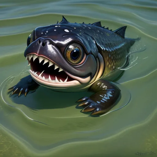 ai text to image generator - a large fish with a large mouth floating in the water with its mouth open and teeth wide open,, by Pixar Concept Artists