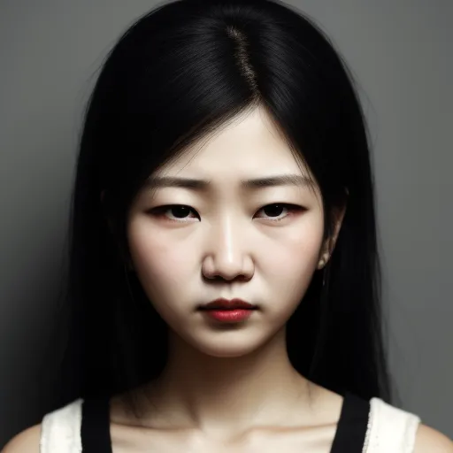 a woman with a black and white dress and a red lipstick on her lips and a black and white dress, by Chen Daofu