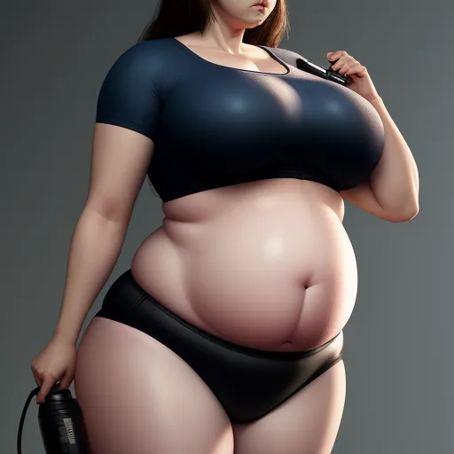 ai-generated images - a woman in a black top and a black skirt with a microphone in her hand and a black top, by Botero