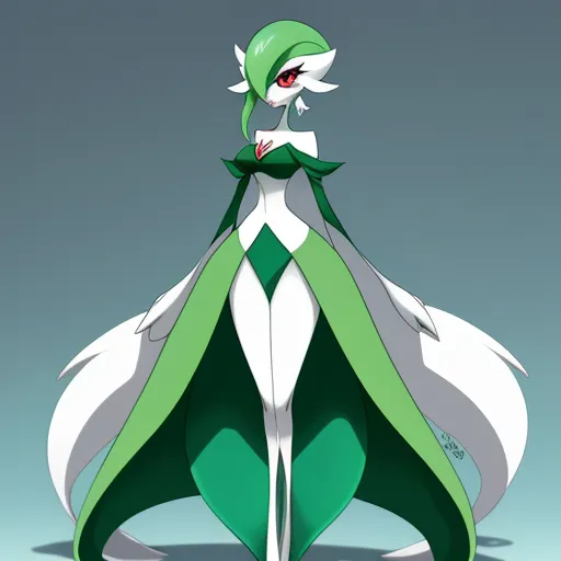 how to fix low resolution photos - a cartoon character in a green and white outfit and cape with a green and white tail and a red eye, by Ken Sugimori