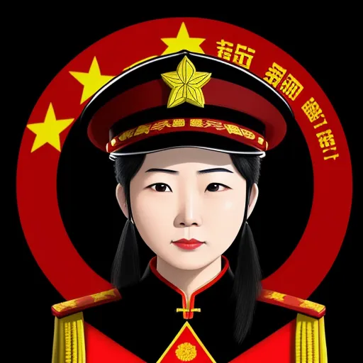 1080p to 4k converter picture - a woman in a uniform with a star on her hat and a star on her cap on her head, by Chen Daofu