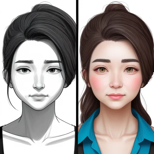 ai that can generate images - a woman's face is shown in three different colors and shapes, including the woman's hair, by Lois van Baarle