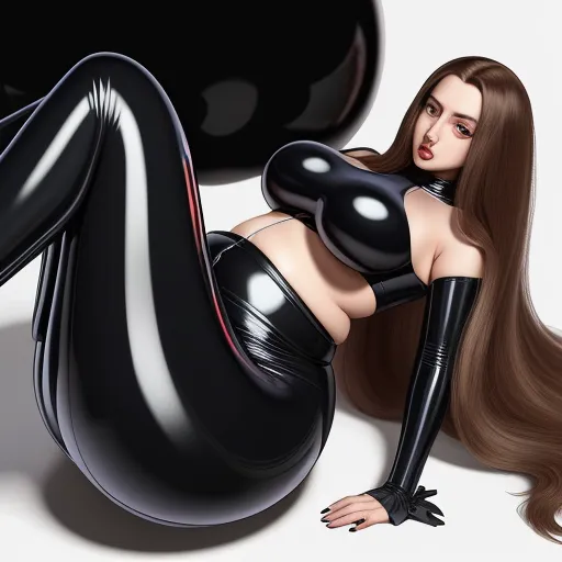 free photo enhancer online - a woman in a black outfit and boots laying on the ground with her legs spread out and her legs spread out, by Hirohiko Araki